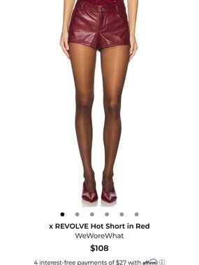 WeWoreWhat Burgundy Faux Leather High-Waist Shorts